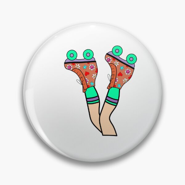 Item preview, Legs with Retro Roller Blade with Hearts and Smiley Flowers Red, Purple and Green designed and sold by MrsCreative1.