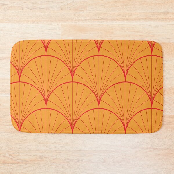 Item preview, Orange And Red Geometric Lines on Retro Scallop Fans Pattern  designed and sold by Yasminepatterns .