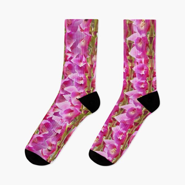 Item preview, An abstract geometric pattern with bright magenta and violet Foxglove flowers designed and sold by Tchoice.