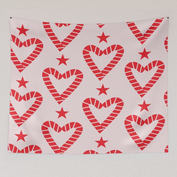 Item preview, Christmas Red Candy Hearts with Stars Pattern  designed and sold by Yasminepatterns .