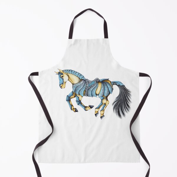 Item preview, Blue armoured fantasy horse, in watercolour and ink designed and sold by ChaseWilderness.