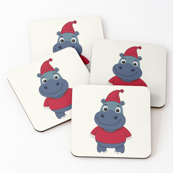 Item preview, A cute smiling hippo wearing a Santa hat wishes You a Merry Christmas designed and sold by HippoInkStudio.