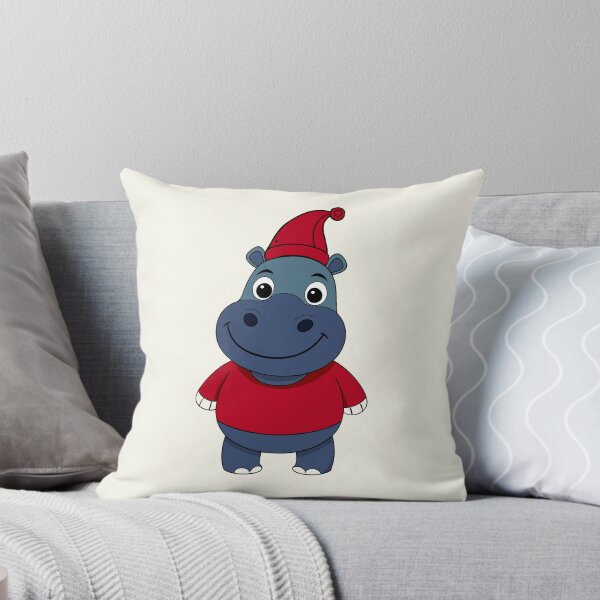 Item preview, A cute smiling hippo wearing a Santa hat wishes You a Merry Christmas designed and sold by HippoInkStudio.