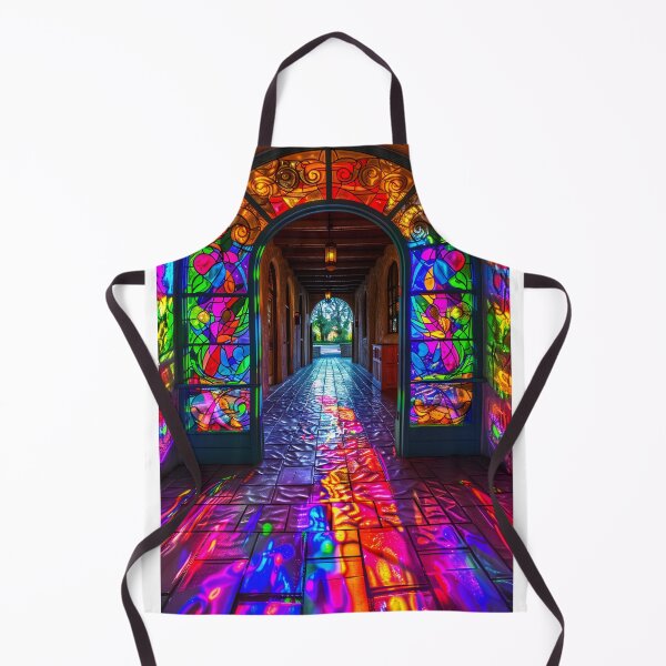 Item preview, Colorful stained glass corridor with vibrant reflections designed and sold by Artessie.