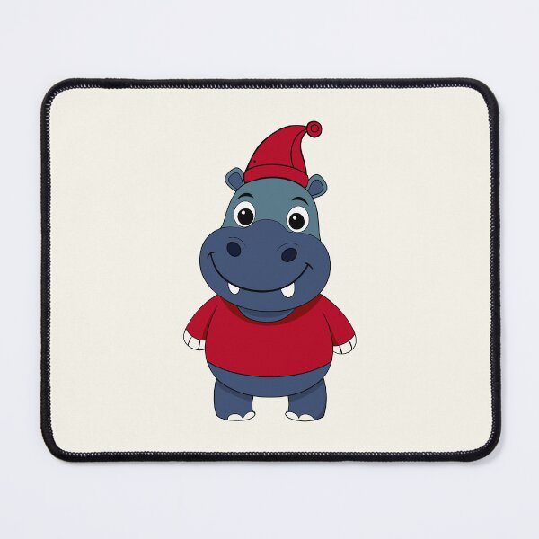 Item preview, A cute smiling hippo wearing a Santa hat wishes You a Merry Christmas designed and sold by HippoInkStudio.