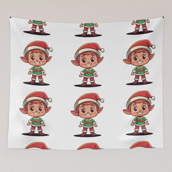 Item preview, Cheerful Christmas Elf in Festive Outfit designed and sold by IllustrifyArts.