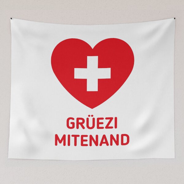 Item preview, Grüezi Mitenand (Switzerland / Heart / Swiss Flag / 1C) designed and sold by Roderix.