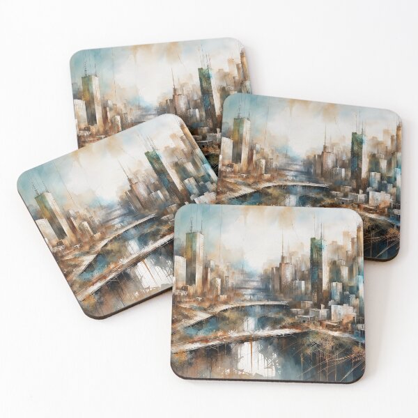 Item preview, Watercolor Landscape - Industrial Cityscape - Made with AI designed and sold by AVoidoid.