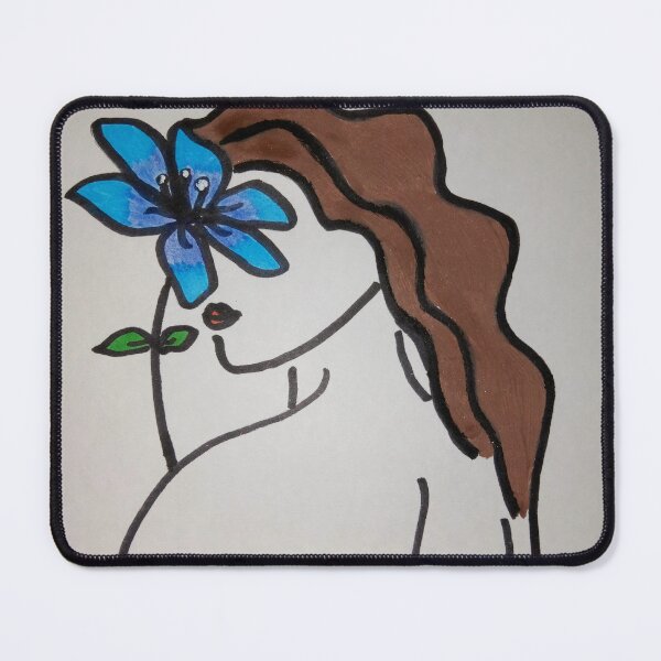 Item preview, Drawing of a woman with a light blue flower on her face designed and sold by NaturaFotos.