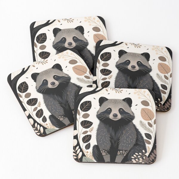 Item preview, Kawaii Racoon Anime Whimsical Wild Life Abstract Vintage Zentangle Art designed and sold by Witty Shirts.