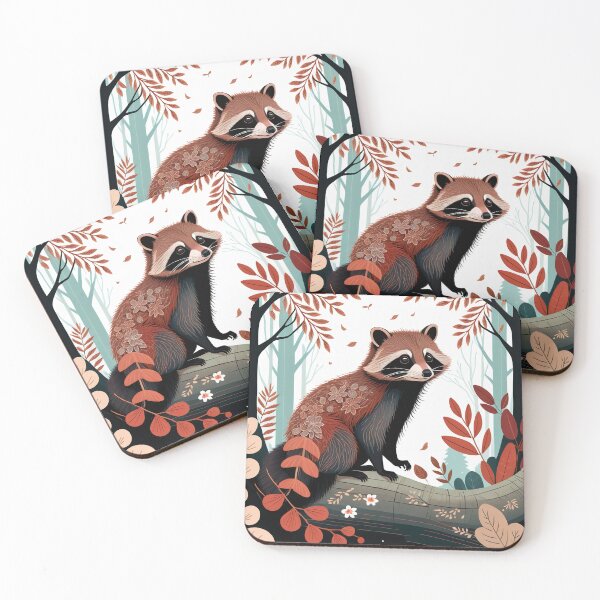 Item preview, Kawaii Racoon Anime Whimsical Wild Life Abstract Vintage Zentangle Art designed and sold by Witty Shirts.