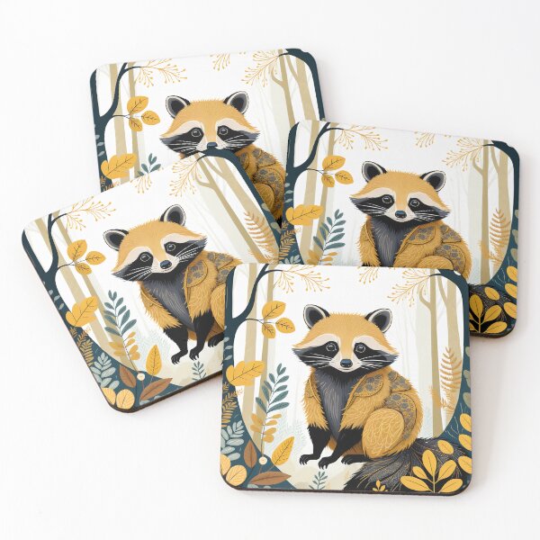 Item preview, Kawaii Racoon Anime Whimsical Wild Life Abstract Vintage Zentangle Art designed and sold by Witty Shirts.