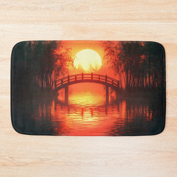 Item preview, Golden Sunset Over Bridge in Japanese Style designed and sold by Cozirlax.