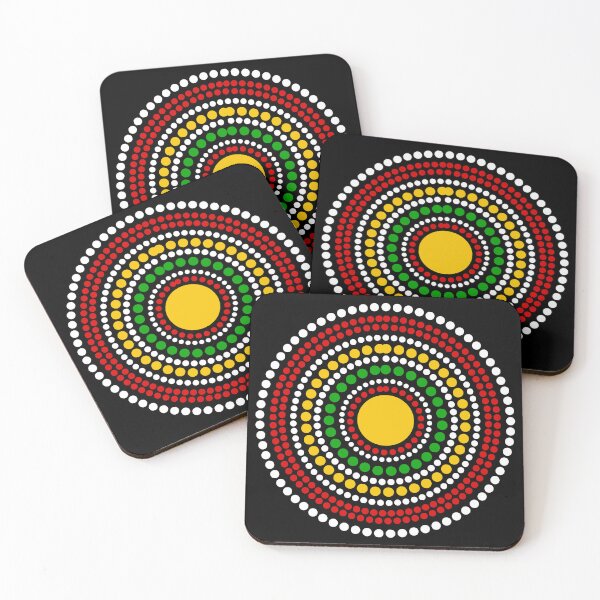 Item preview, Red Gold Green African Circles Pattern designed and sold by HotHibiscus.