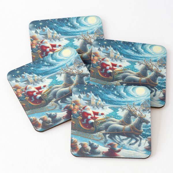 Item preview, Santa Claus's sleigh adventure with children in the style of Monet designed and sold by FotoworldEdel.