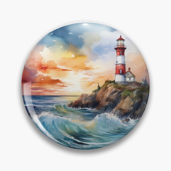 Item preview, Lighthouse on a Rocky Coast with Ocean Waves designed and sold by RaiyaTees.