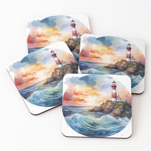 Item preview, Lighthouse on a Rocky Coast with Ocean Waves designed and sold by RaiyaTees.