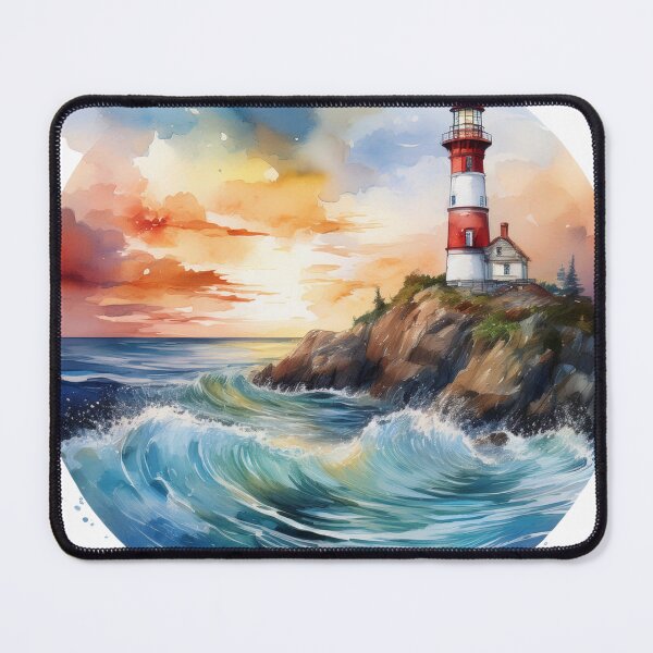 Item preview, Lighthouse on a Rocky Coast with Ocean Waves designed and sold by RaiyaTees.