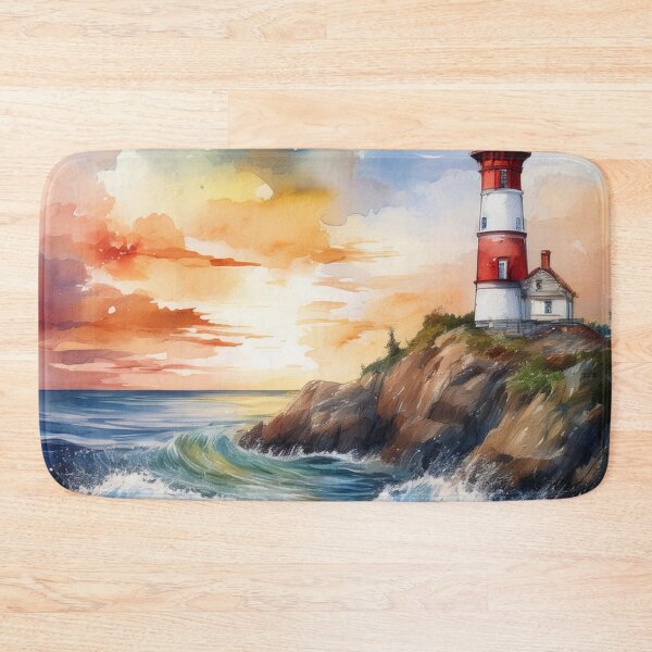 Item preview, Lighthouse on a Rocky Coast with Ocean Waves designed and sold by RaiyaTees.