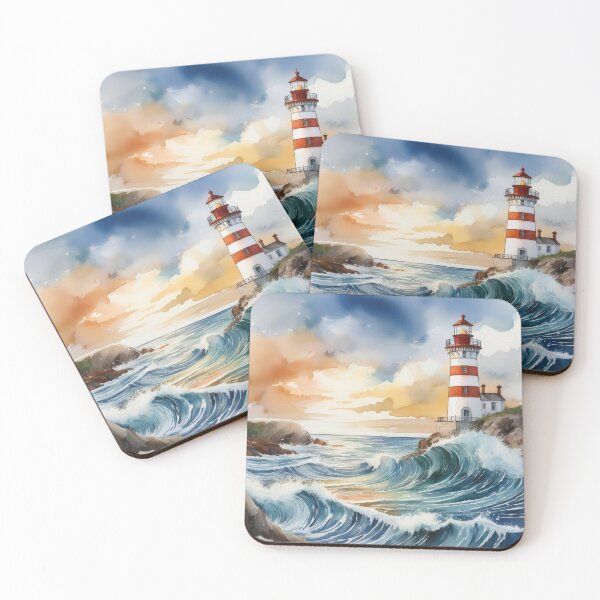 Item preview, Lighthouse on a Rocky Coast with Ocean Waves designed and sold by RaiyaTees.