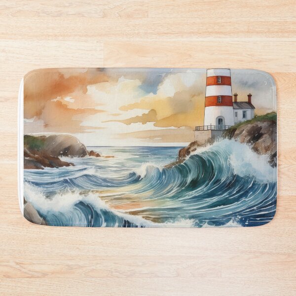 Item preview, Lighthouse on a Rocky Coast with Ocean Waves designed and sold by RaiyaTees.