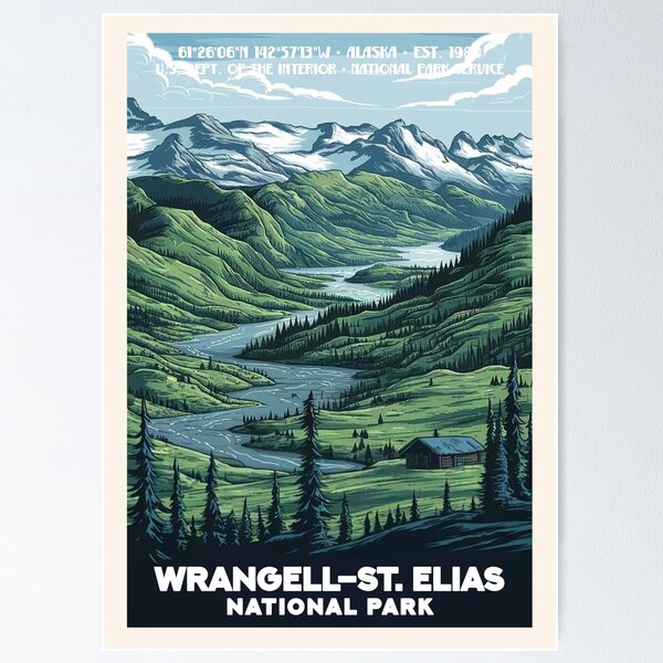 Item preview, Wrangell-St. Elias National Park, Vintage Travel designed and sold by PinkandP.