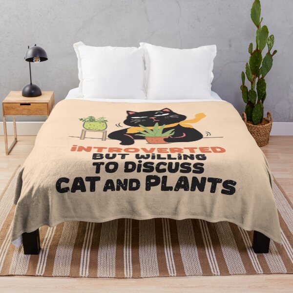Item preview, Introverted but willing to discuss Cat and Plants designed and sold by LazyCaat.