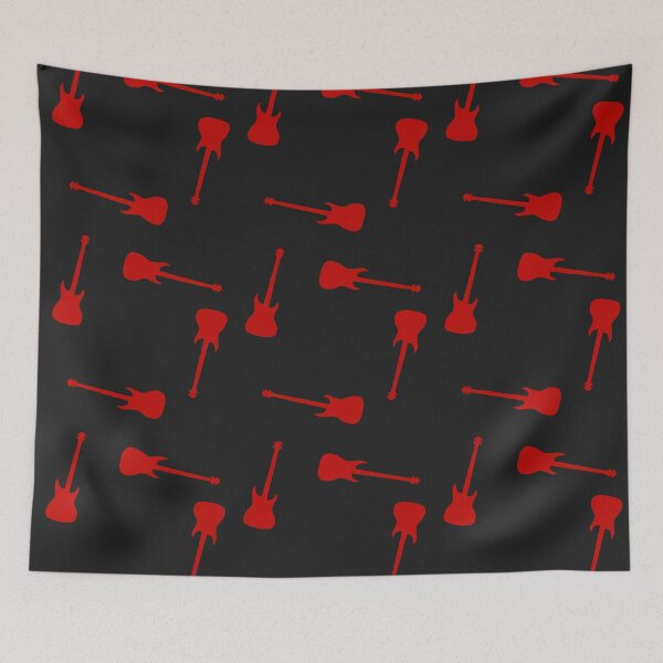 Item preview, Red bass guitar silhouette pattern designed and sold by tetibright.