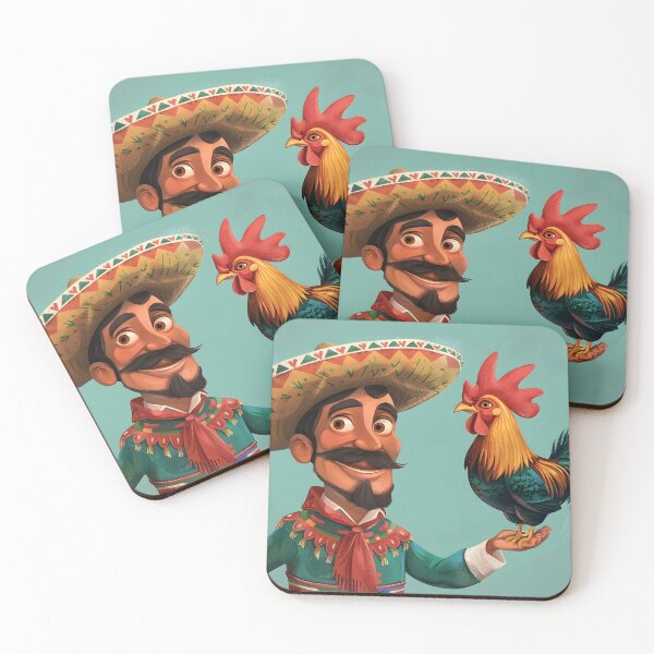 Item preview, Colorful character with rooster in vibrant scene designed and sold by Artessie.