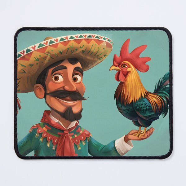 Item preview, Colorful character with rooster in vibrant scene designed and sold by Artessie.