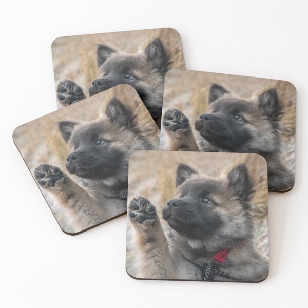 Item preview, Eurasier puppy with red bow and paw up designed and sold by Knytt.