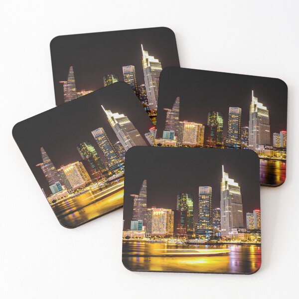 Item preview, Nocturnal Elegance: Boats on the Saigon River in Saigon designed and sold by KMNscapes – Ireland Prints & Beyond.