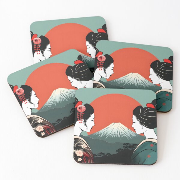 Item preview, Two women in traditional attire with Mount Fuji backdrop designed and sold by Artessie.