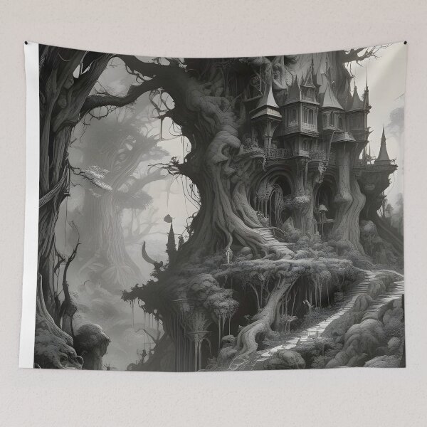Item preview, Dark Fantasy Druid Keep - Dark Fantasy Art concept designed and sold by Delerat7.