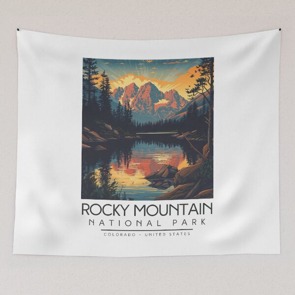 Item preview, A Vintage Illustration of Rocky Mountain National Park - Colorado - US designed and sold by GoodOldVintage.