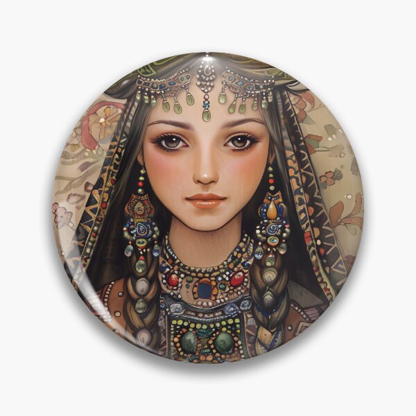 Item preview, Intricate portrait of woman in ornate traditional attire. designed and sold by Artessie.