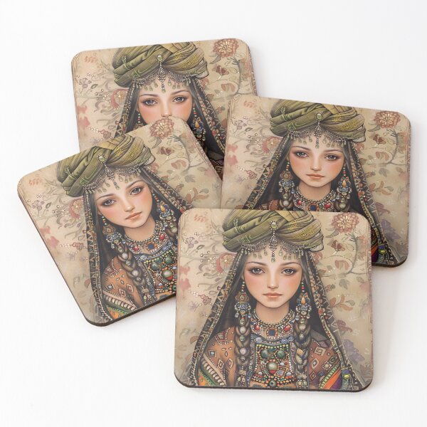 Item preview, Intricate portrait of woman in ornate traditional attire. designed and sold by Artessie.