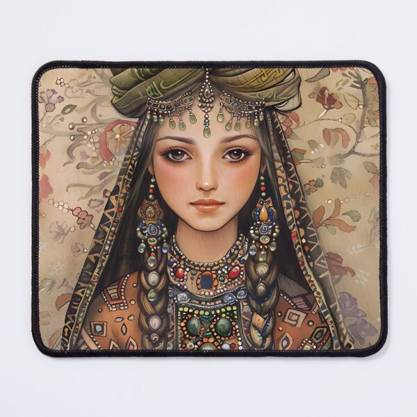 Item preview, Intricate portrait of woman in ornate traditional attire. designed and sold by Artessie.