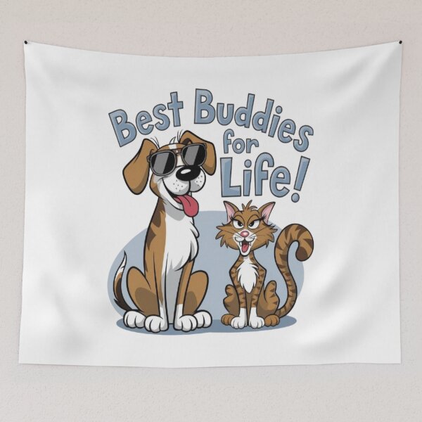 Item preview, Best Buddies for Life - Fun Dog and Cat Duo designed and sold by Petpixy.