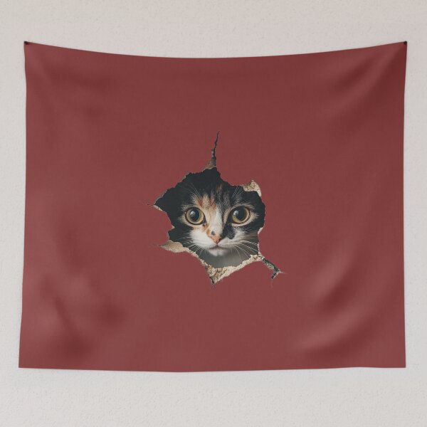Item preview, Curious Cat Peeking Through Wall Hole – Funny Pet Lover Design designed and sold by Designflex90.
