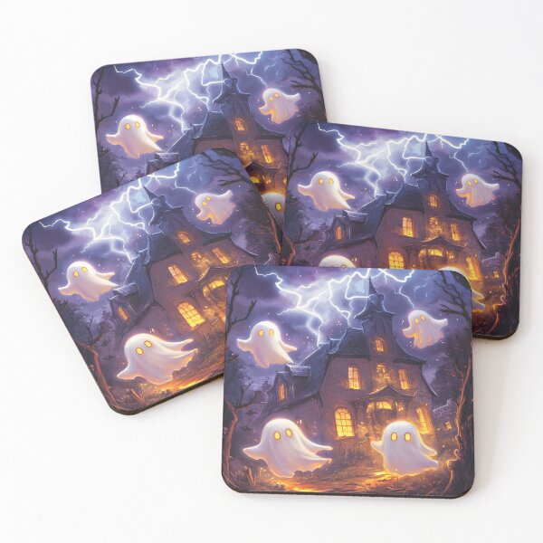 Item preview, Haunted House with Cute Halloween Ghosts designed and sold by SunsetTH.