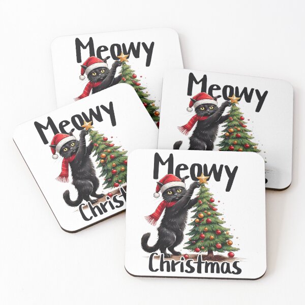 Item preview, Meowy Christmas Black Cat Christmas Tree designed and sold by PrintCrafting.