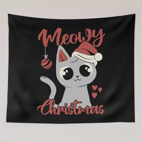 Item preview, Meowy Christmas Cute Cat With Santa Hat Festive designed and sold by PrintCrafting.