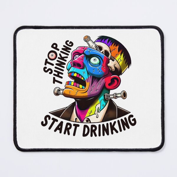 Item preview, Stop Thinking Start Drinking Funny halloween Frankenstein designed and sold by DrawHandArt.