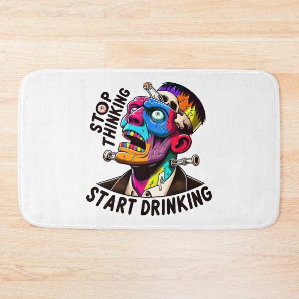 Item preview, Stop Thinking Start Drinking Funny halloween Frankenstein designed and sold by DrawHandArt.