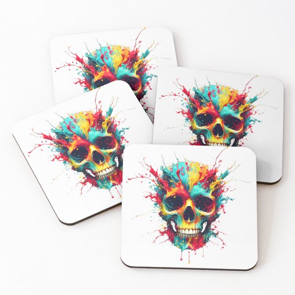 Item preview, Colorful abstract skull made of exploding paint splashes designed and sold by JoshuaCardiff.