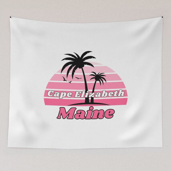 Item preview, Retro Cool Cape Elizabeth Beach Maine Palm Tree at Sunset designed and sold by karmdaf.