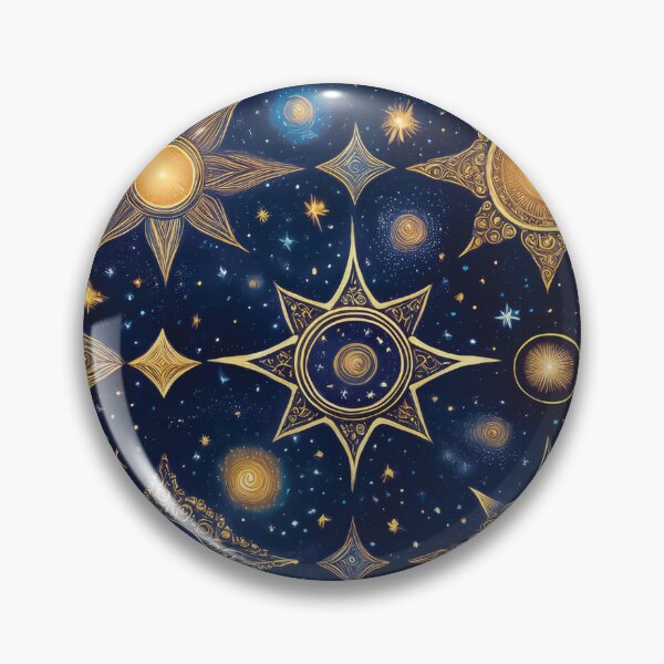 Item preview, A celestial-themed pattern design featuring various stars and celestial bodies against a dark blue background. designed and sold by HEMRO.