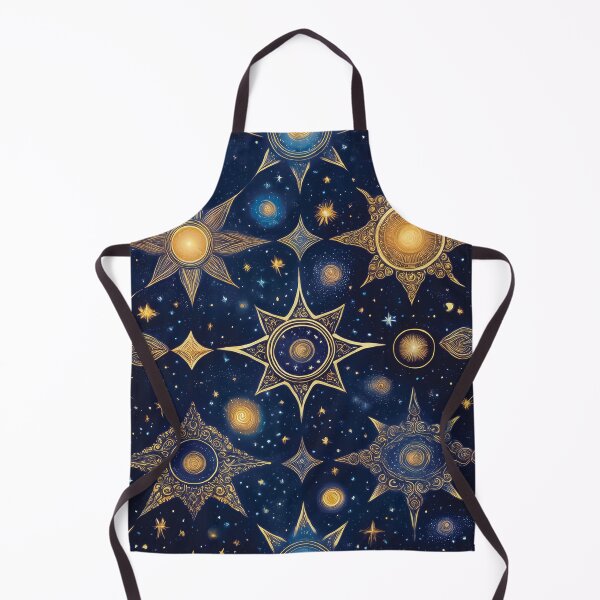 Item preview, A celestial-themed pattern design featuring various stars and celestial bodies against a dark blue background. designed and sold by HEMRO.