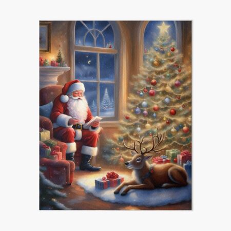 Item preview, After work - Santa Claus and his reindeer designed and sold by MarionsArt.